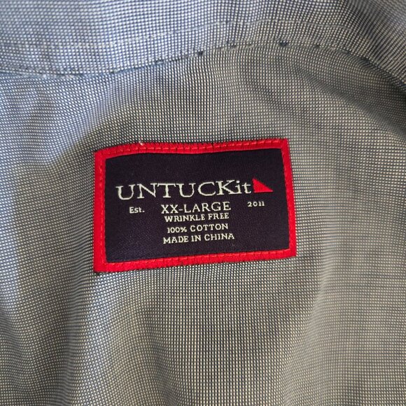 UNTUCKit wrinkle free Petrus style 35454 raw edge short sleeve button shirt XXL - Picture 4 of 11